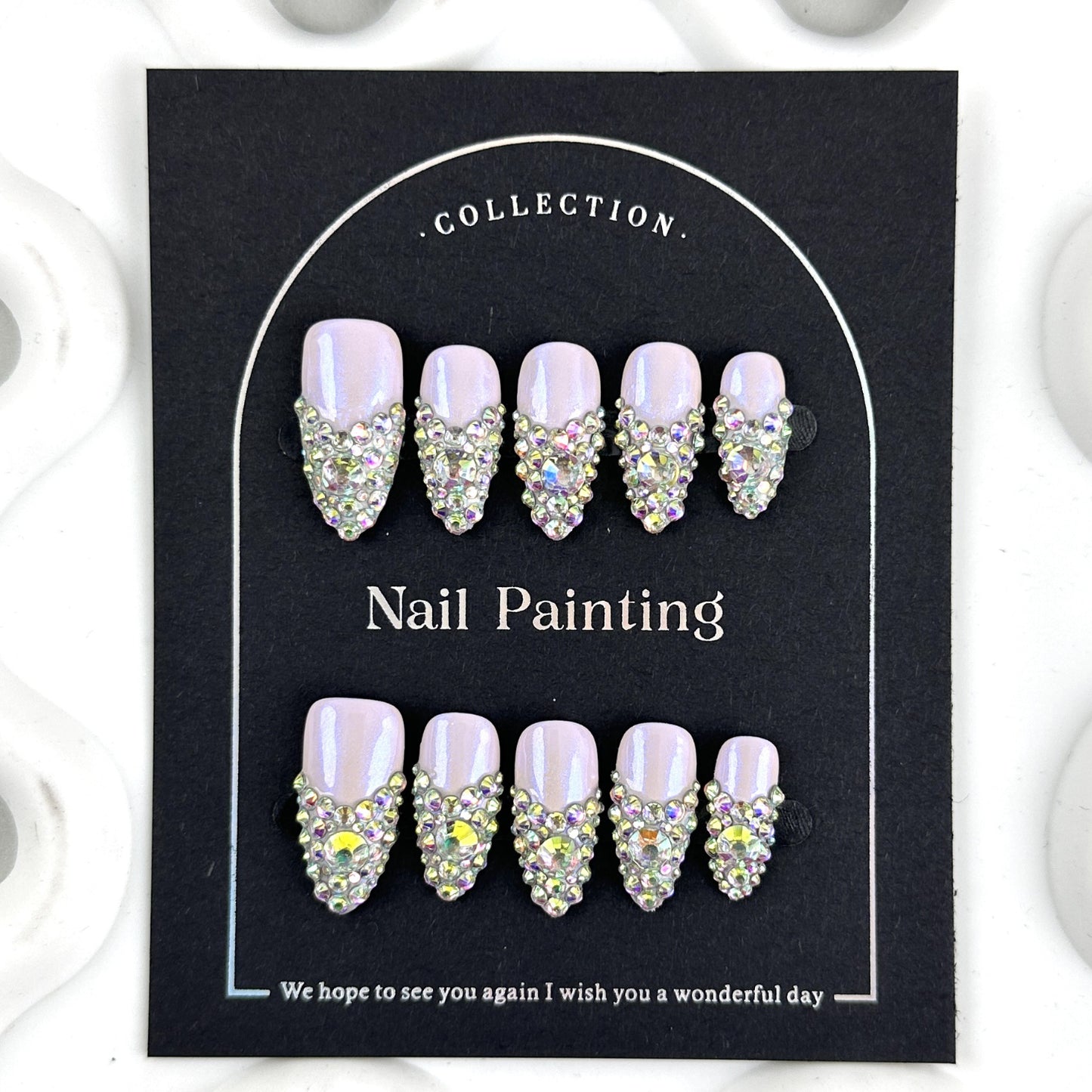 White French nails with Shinny Glitter,CY