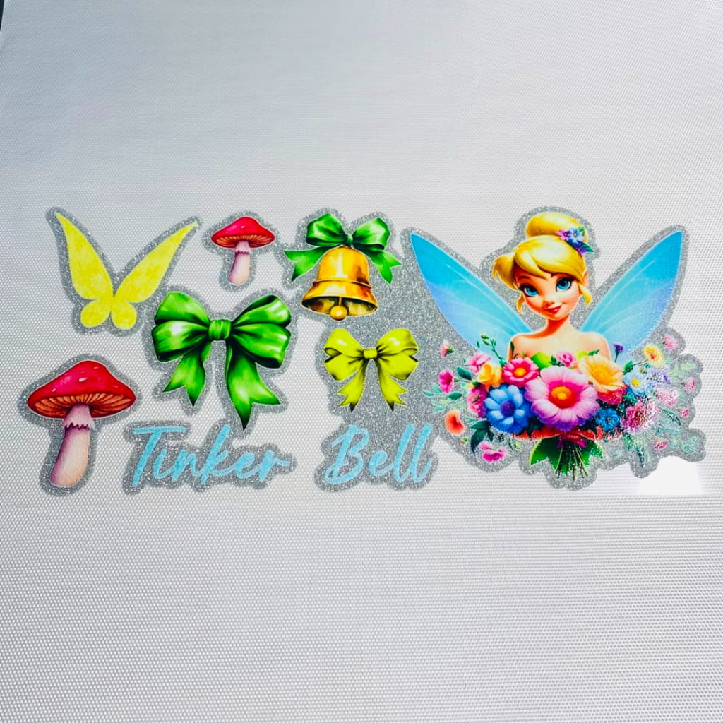 16oz UVDTF Shiny Glitter Cup Wraps, Water Proof ,Cartoon ,Princess ,Tinker Bell