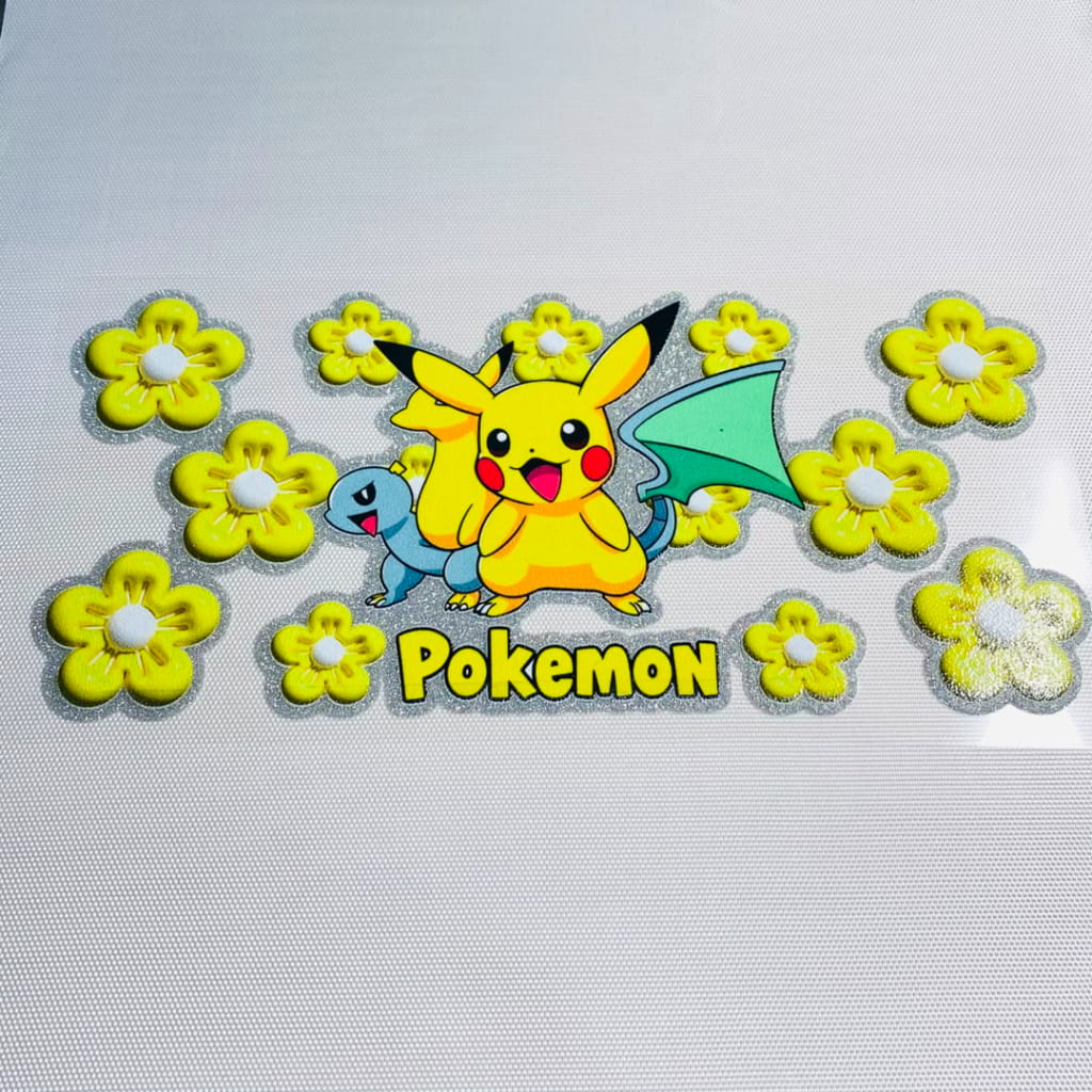 16oz UVDTF Shiny Glitter Cup Wraps, Water Proof ,Cartoon , Japanese Anime , Pokemon
