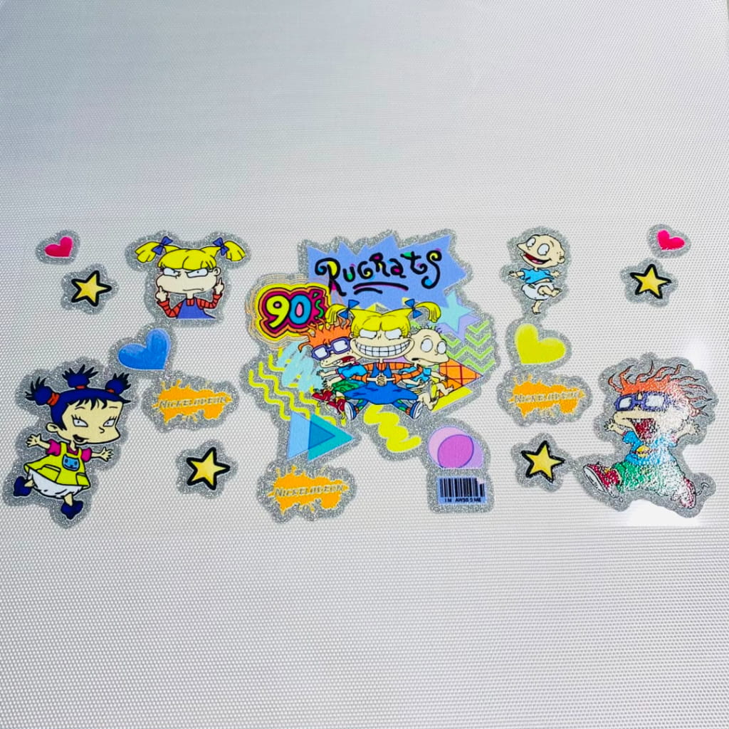 16oz UVDTF Shiny Glitter Cup Wraps, Water Proof ,Cartoon , Rugrats