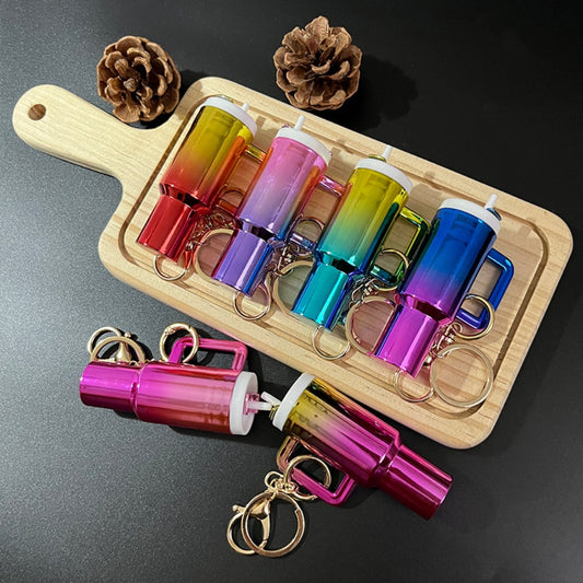 Metallic Ombre Color Mini Stainly Tumbler Cup keychains,Solid Color