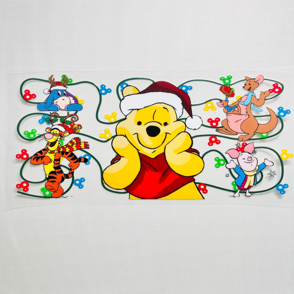 16oz UVDTF Cup Wraps, Christmas Vibes ,Cartoon,Winnie Pooh