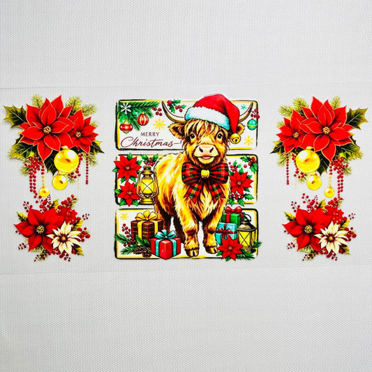 16oz UVDTF Cup Wraps, Christmas Vibes ,Cow