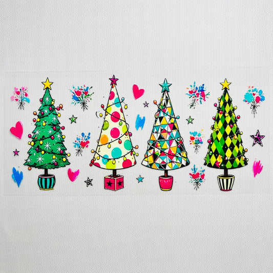 16oz UVDTF Cup Wraps, Christmas Vibes ,Christmas Tree