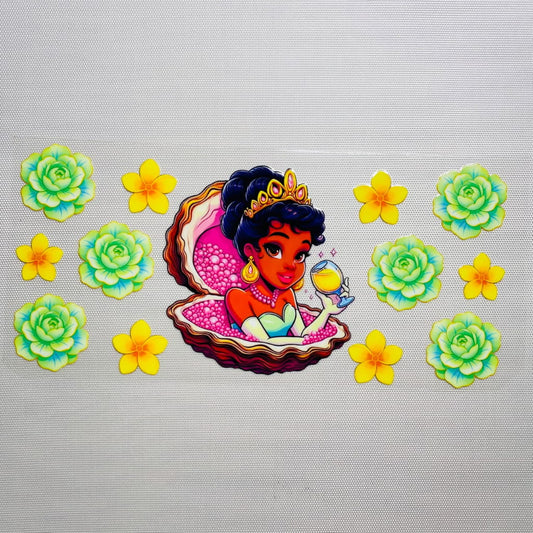 16oz UVDTF Cup Wraps ,Cartoon ,Princess, Tiana