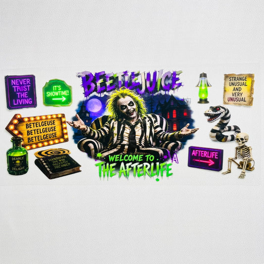 16oz UVDTF Cup Wraps,Halloween, Horroible, Spooky Vibes, Beetlejuice