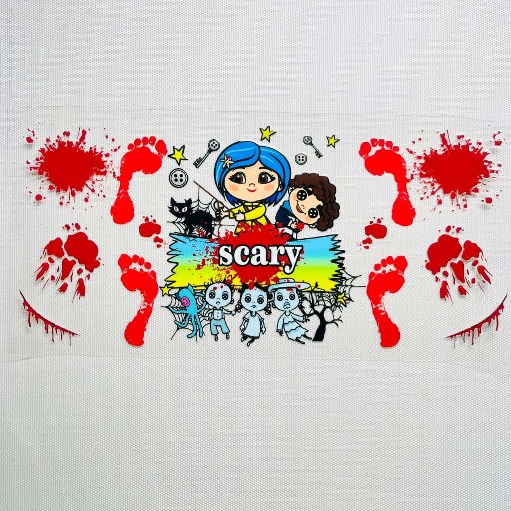 16oz UVDTF Cup Wraps,Halloween, Horroible ,Cartoon ,Caroline