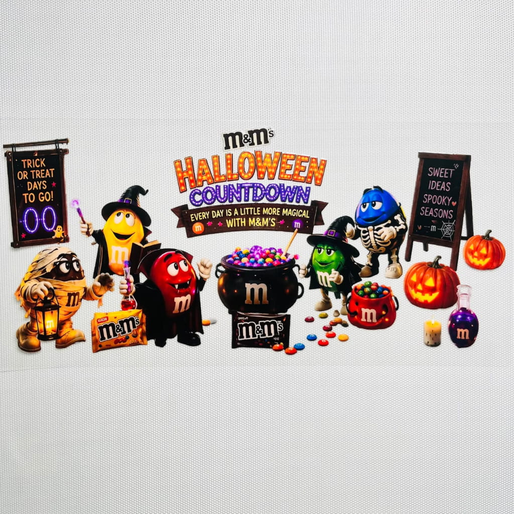16oz UVDTF Cup Wraps,Halloween, Horroible ,M&M's Chocolate