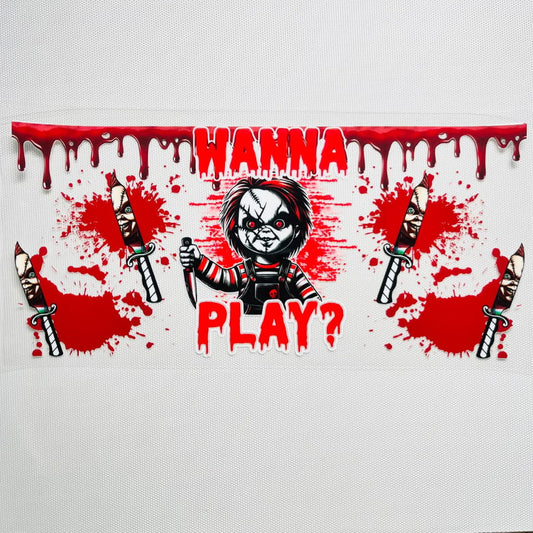 16oz UVDTF Cup Wraps,Halloween, Horroible, Spooky Vibes, Chucky