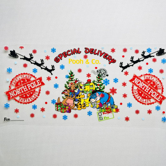 16oz UVDTF Cup Wraps, Christmas Vibes ,Cartoon ,Winnie Pooh