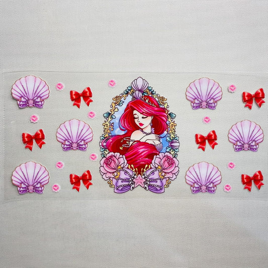 16oz UVDTF Cup Wraps,Cartoon , Princess ,Ariel & Mermaid