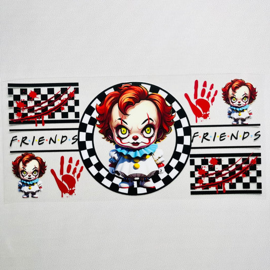 16oz UVDTF Cup Wraps,Halloween, Horroible, Spooky Vibes, Pennywise