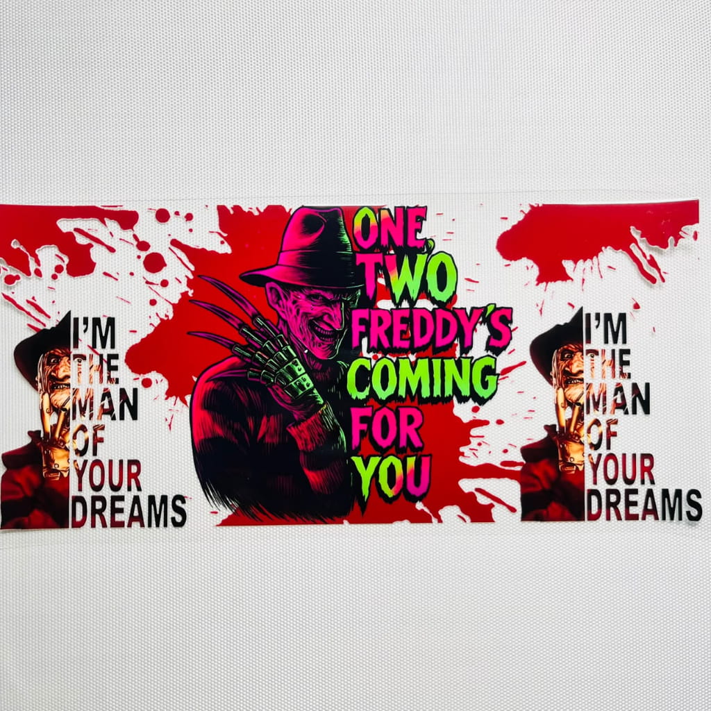 16oz UVDTF Cup Wraps, Halloween , Freddy Krueger