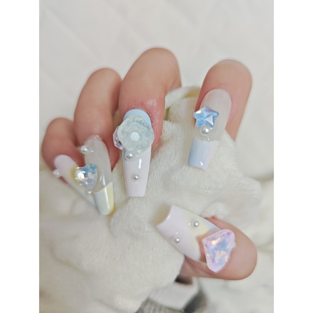 Colorful nails with Rhinestone,Pearl,French Style ,NK