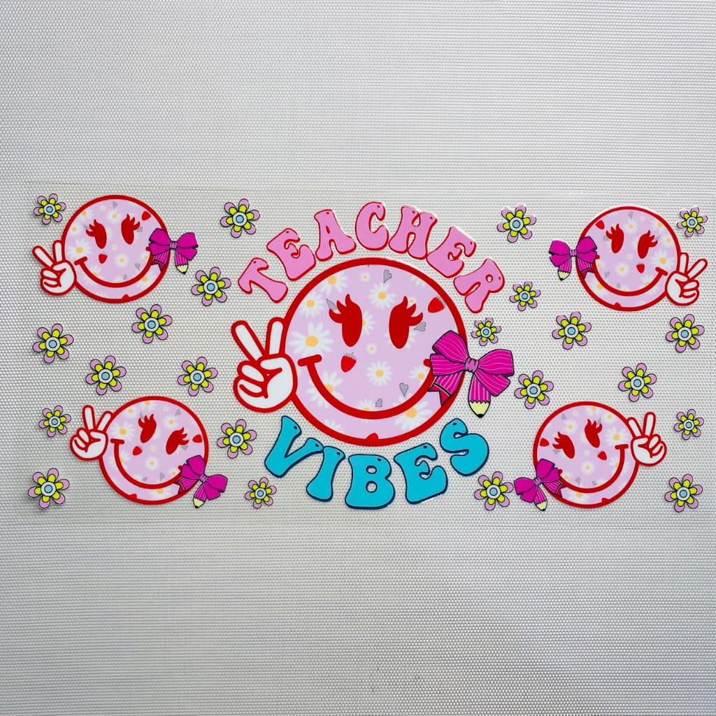 16oz UVDTF Cup Wraps , Daisy Smiley ,Teacher