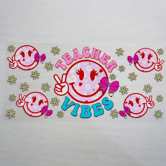16oz UVDTF Cup Wraps , Daisy Smiley ,Teacher