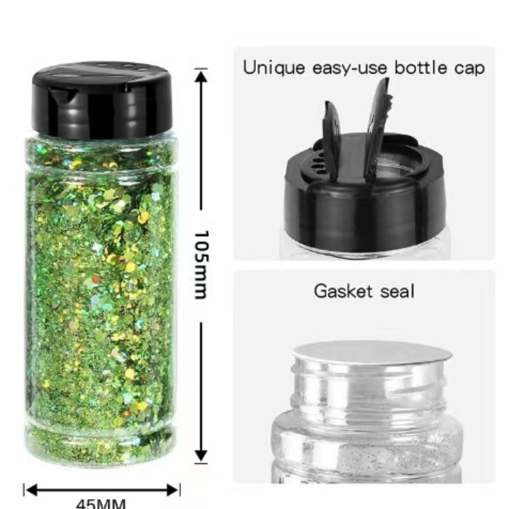 Laser/Holographic Golden Powder / Glitter Sequins For Snow Globe or DIY Items,1 bottle 57g/2floz ,18 Colors