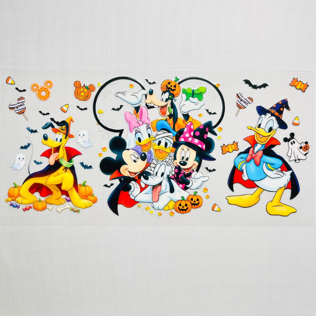 16oz UVDTF Cup Wraps,Halloween, Horroible ,Cartoon, Micky & Minnie & Daisy & Donald