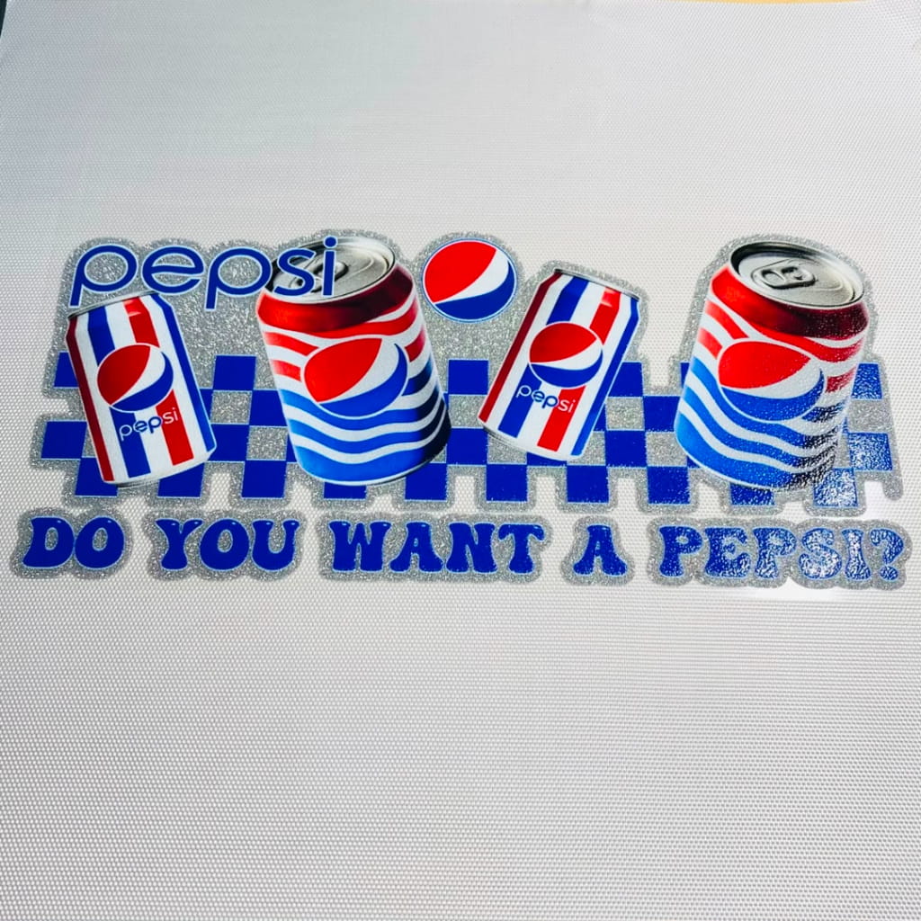 16oz UVDTF Shiny Glitter Cup Wraps, Water Proof ,Drinking , Pepsi