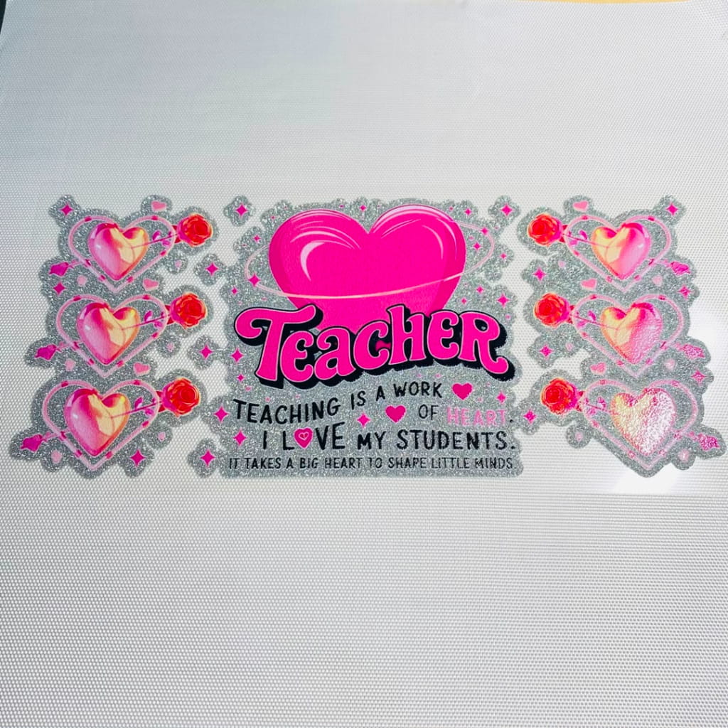 16oz UVDTF Shiny Glitter Cup Wraps, Water Proof ,Teacher