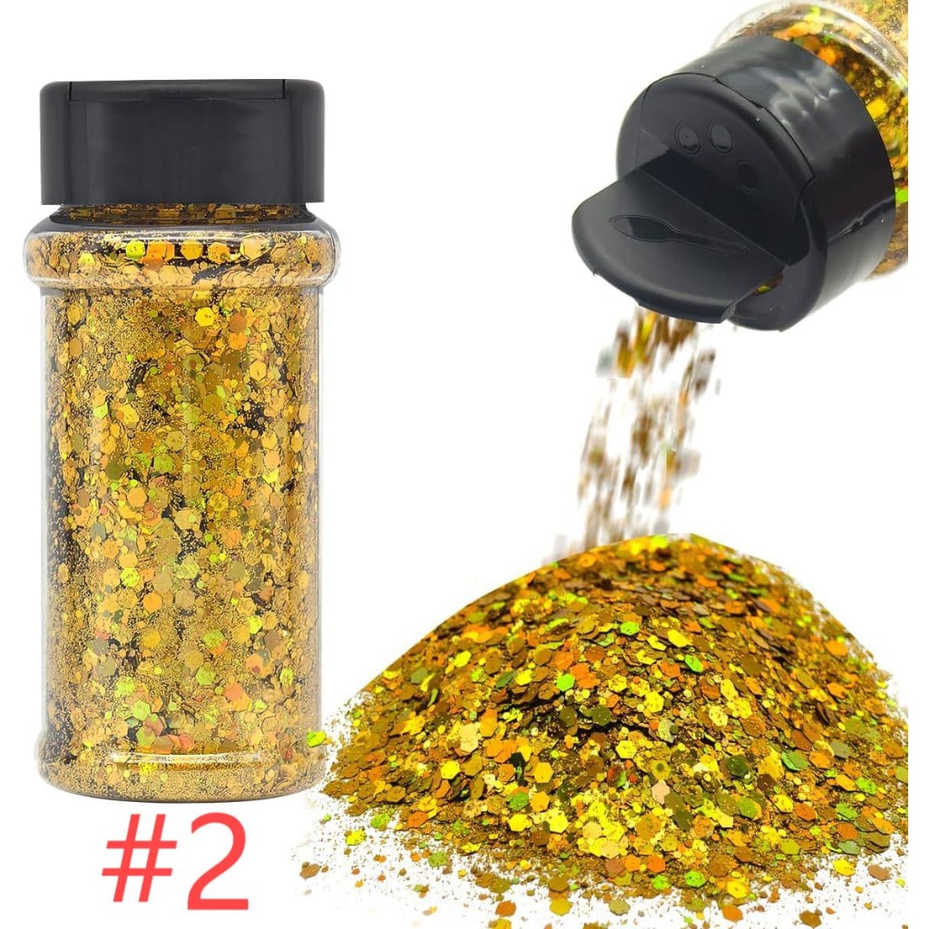 Laser/Holographic Golden Powder / Glitter Sequins For Snow Globe or DIY Items,1 bottle 57g/2floz ,18 Colors