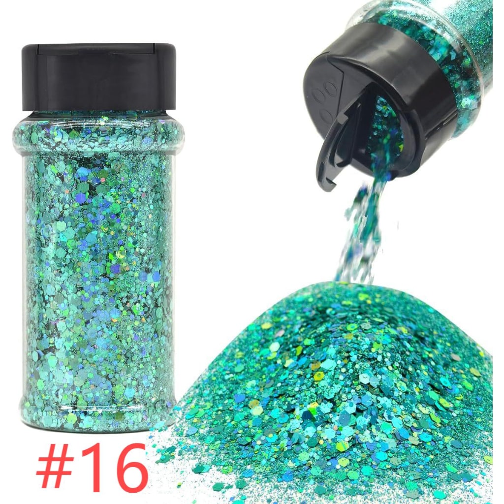 Laser/Holographic Golden Powder / Glitter Sequins For Snow Globe or DIY Items,1 bottle 57g/2floz ,18 Colors