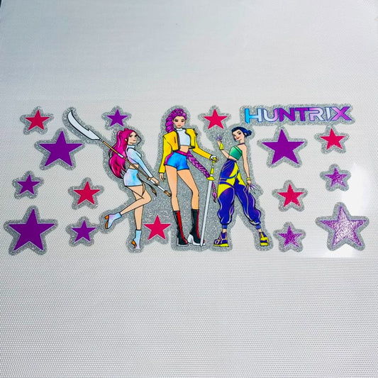 16oz UVDTF Shiny Glitter Cup Wraps, Water Proof ,Cartoon ,  Kpop Girl