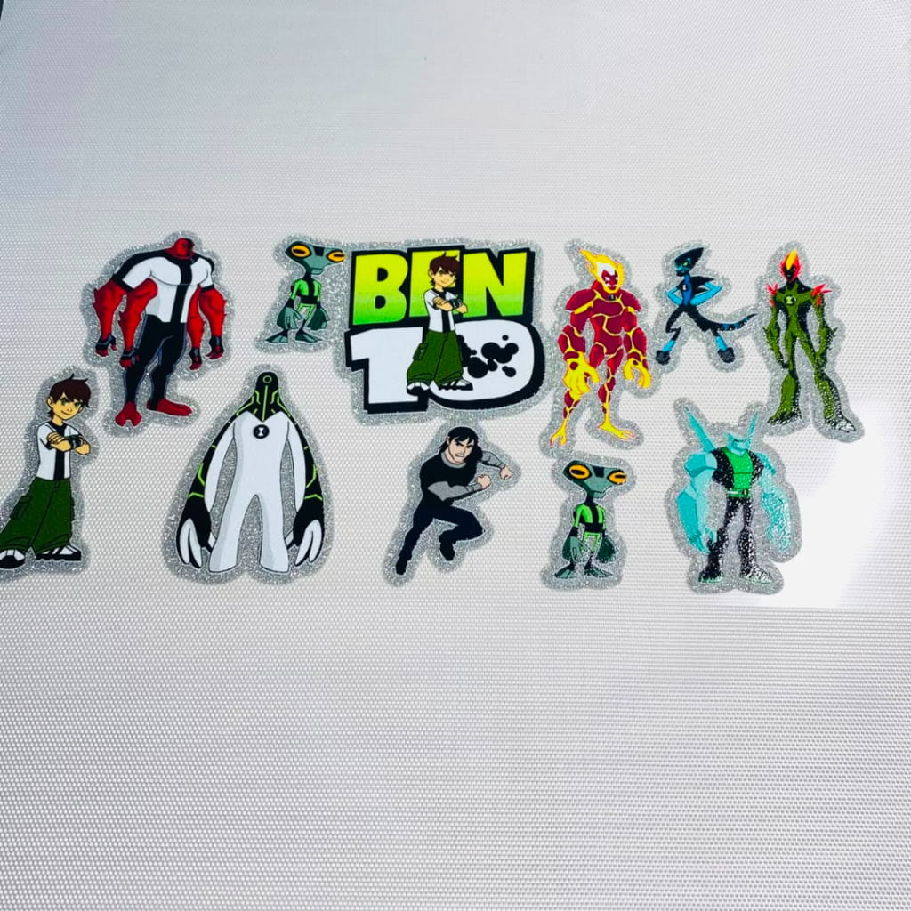16oz UVDTF Shiny Glitter Cup Wraps, Water Proof ,Cartoon, Ben 10