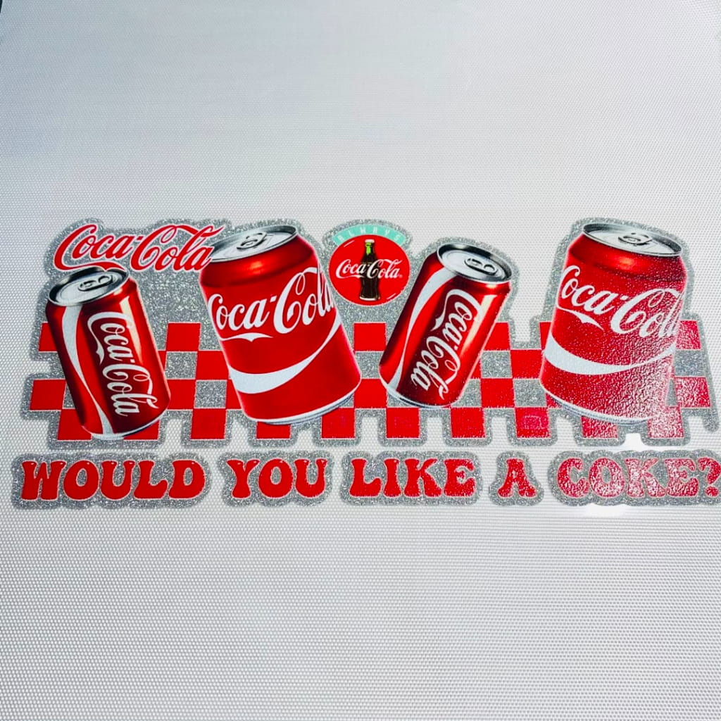 16oz UVDTF Shiny Glitter Cup Wraps, Water Proof ,Drinking , Coca Coke