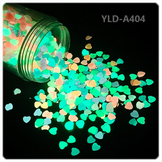 Luminous Glitter Heart For Snow Globe Tumbler ,Sequins Glow in The Dark ,3mm ,20g