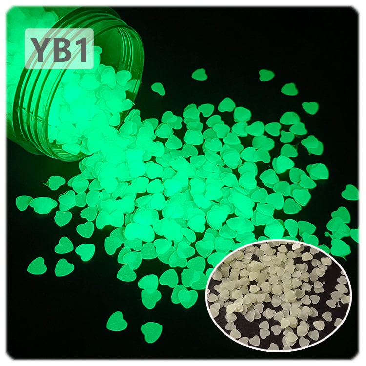Luminous Glitter Heart For Snow Globe Tumbler ,Sequins Glow in The Dark ,3mm ,20g