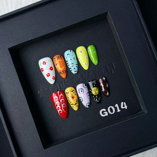 Hand-painted nails with Colorful Tones,CY