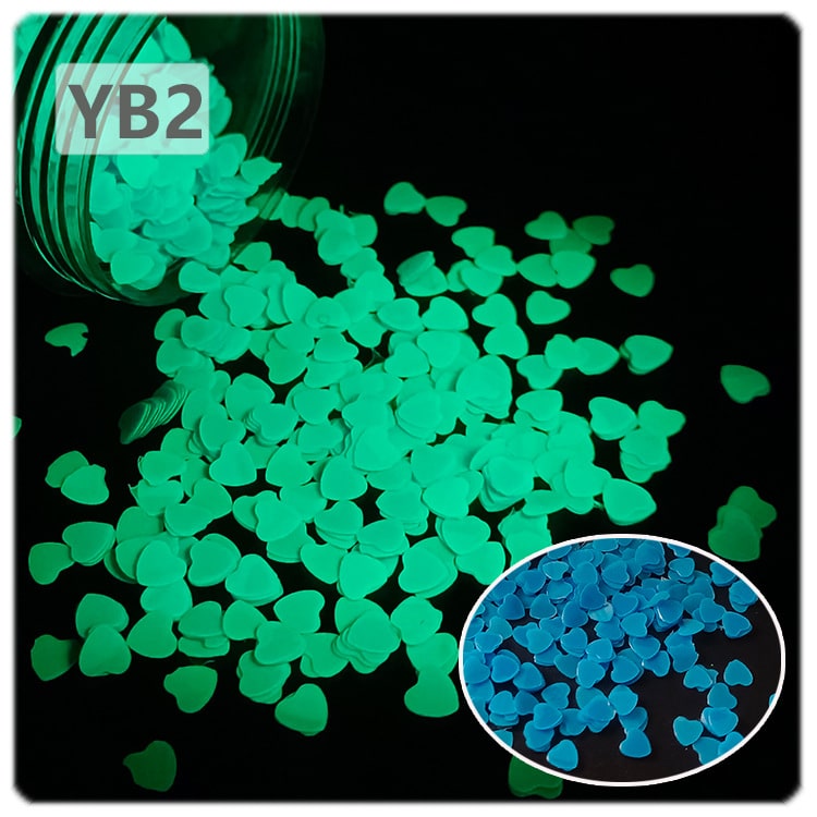 Luminous Glitter Heart For Snow Globe Tumbler ,Sequins Glow in The Dark ,3mm ,20g