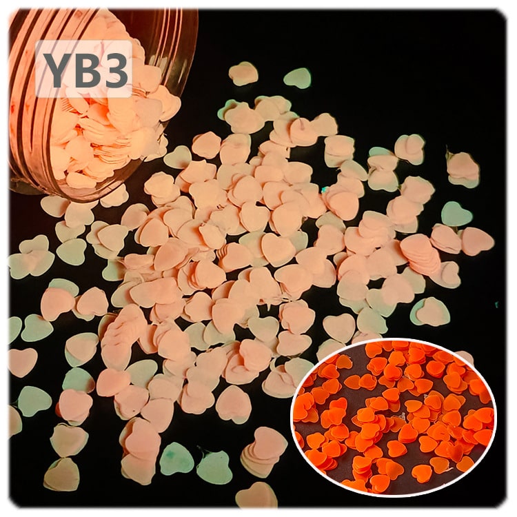 Luminous Glitter Heart For Snow Globe Tumbler ,Sequins Glow in The Dark ,3mm ,20g