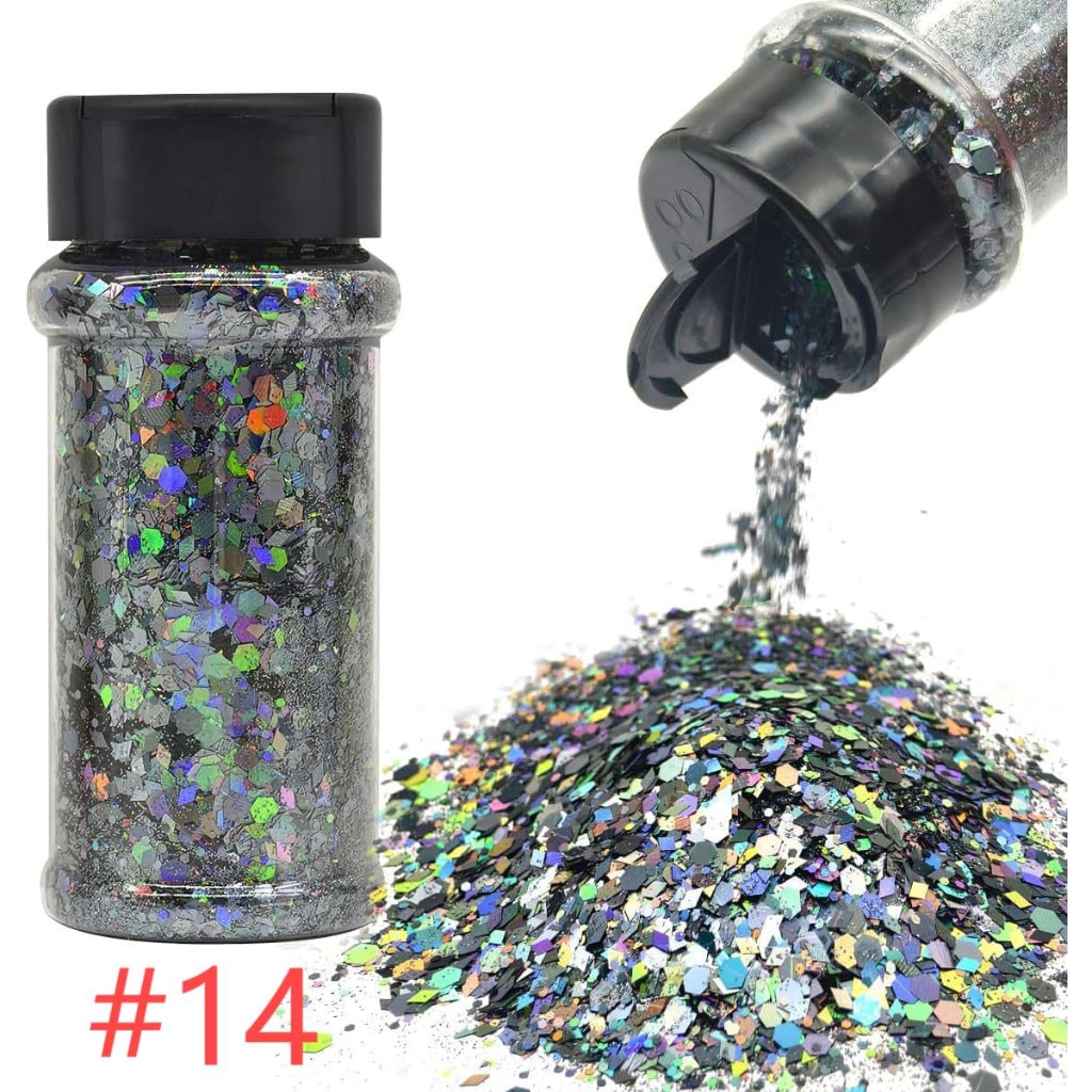 Laser/Holographic Golden Powder / Glitter Sequins For Snow Globe or DIY Items,1 bottle 57g/2floz ,18 Colors