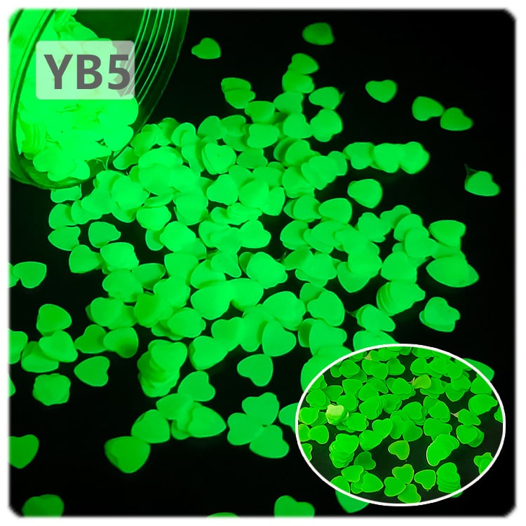 Luminous Glitter Heart For Snow Globe Tumbler ,Sequins Glow in The Dark ,3mm ,20g