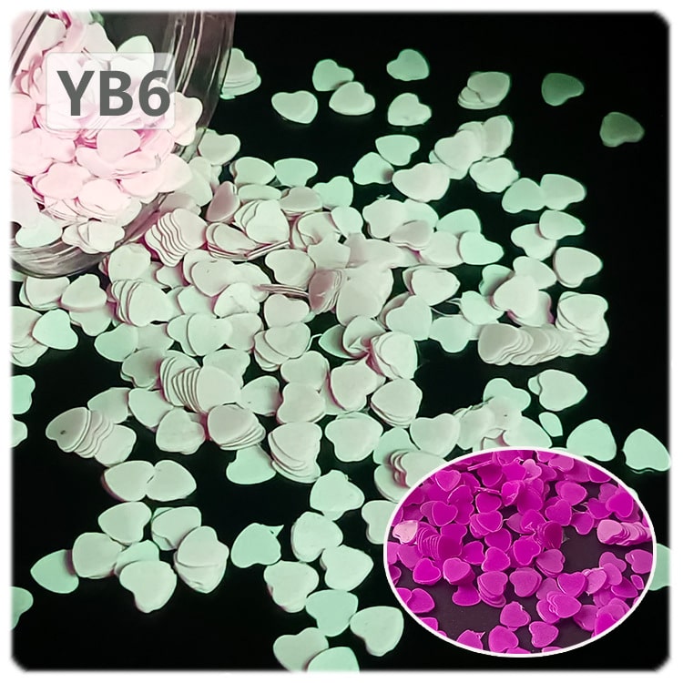 Luminous Glitter Heart For Snow Globe Tumbler ,Sequins Glow in The Dark ,3mm ,20g