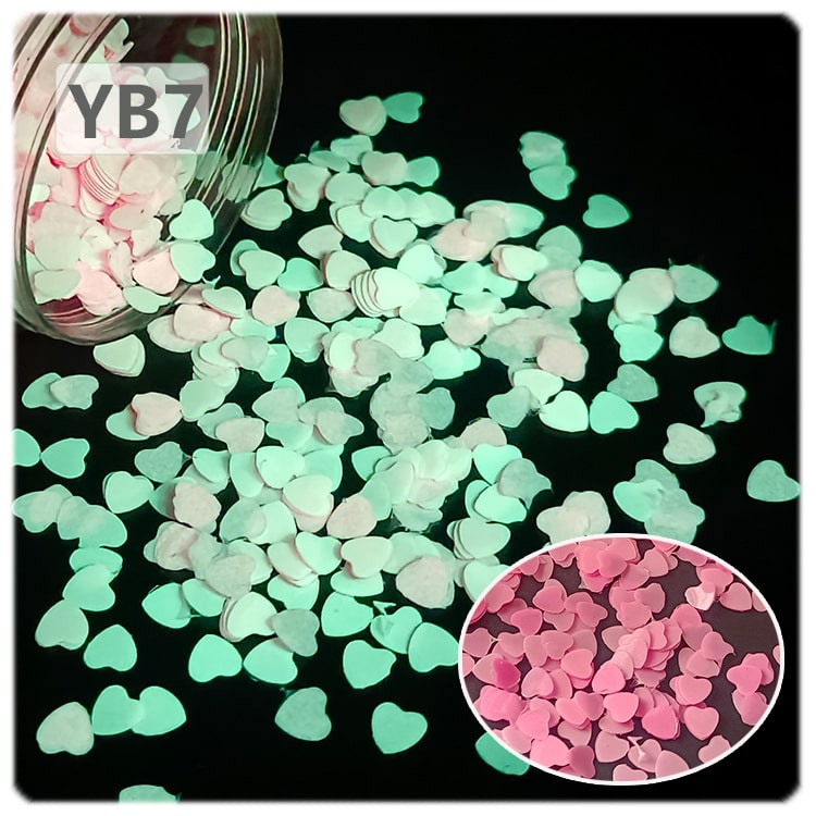 Luminous Glitter Heart For Snow Globe Tumbler ,Sequins Glow in The Dark ,3mm ,20g