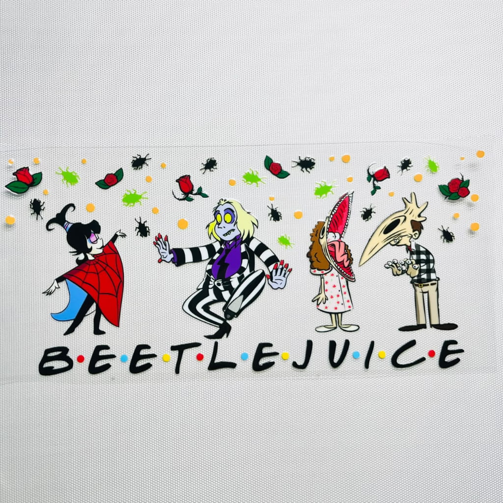 16oz UVDTF Cup Wraps,Halloween, Horroible, Spooky Vibes, Beetlejuice