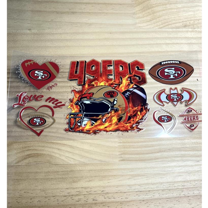 16oz UVDTF Cup Wraps,Sport, Football Teams , 49ERS , SF