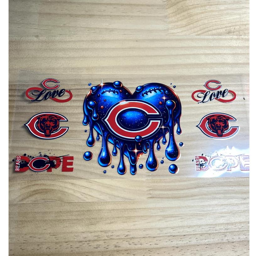 16oz UVDTF Cup Wraps,Sport, Football Teams , Bears