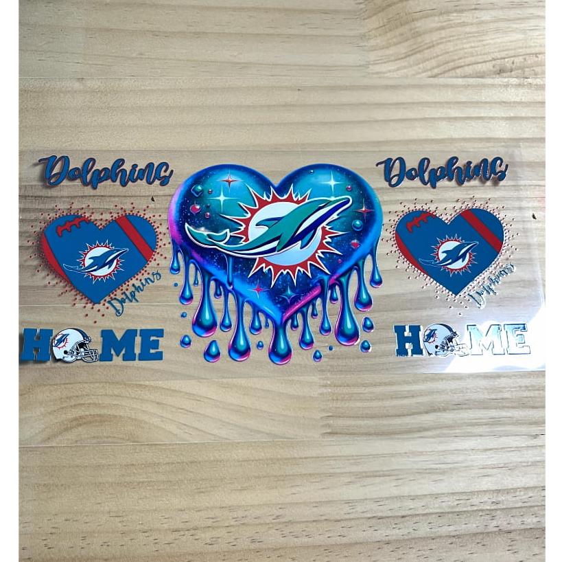 16oz UVDTF Cup Wraps,Sport, Football Teams ,Dolphins