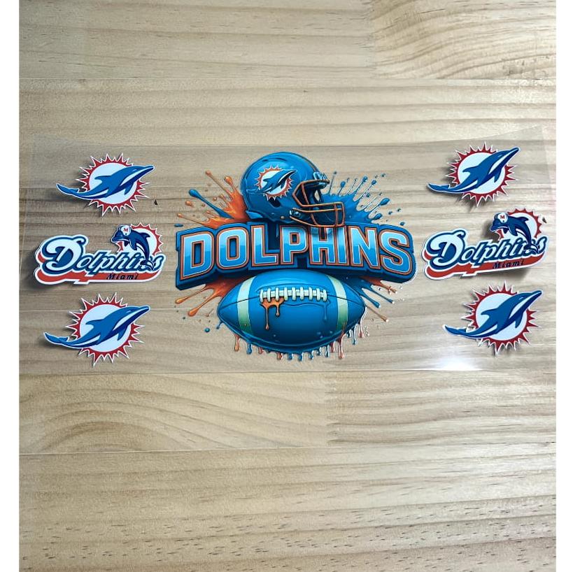 16oz UVDTF Cup Wraps,Sport, Football Teams ,Dolphins