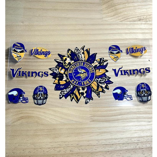 16oz UVDTF Cup Wraps,Sport, Football Teams , Vikings