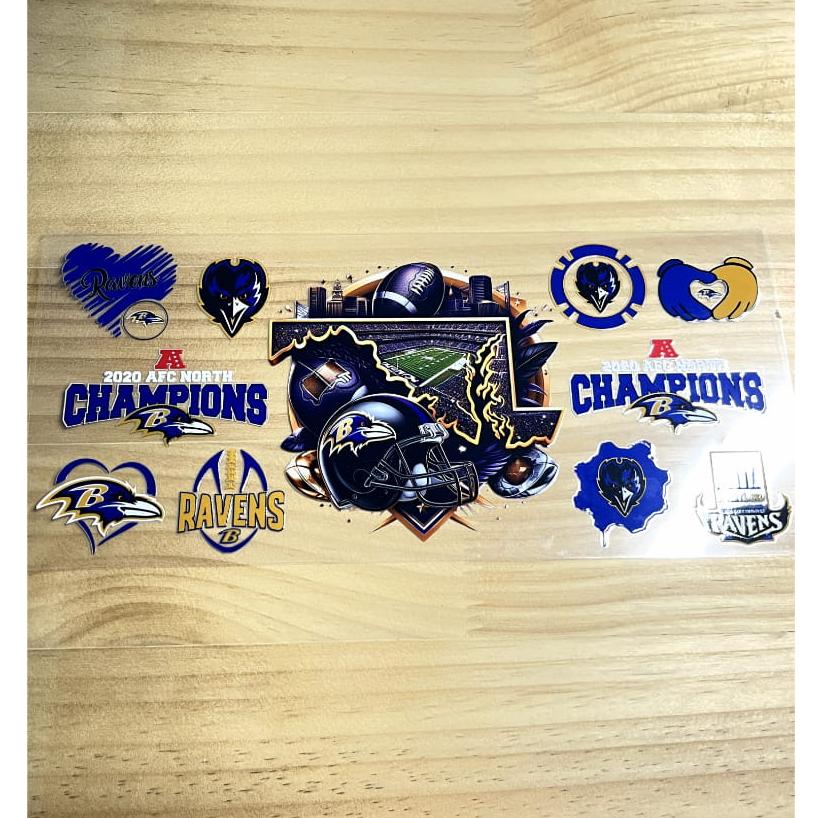 16oz UVDTF Cup Wraps,Sport, Football Teams, Ravens