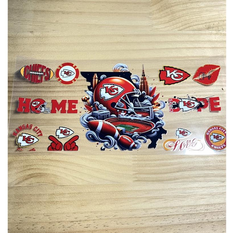 16oz UVDTF Cup Wraps,Sport, Football Teams ,Chiefs ,KC