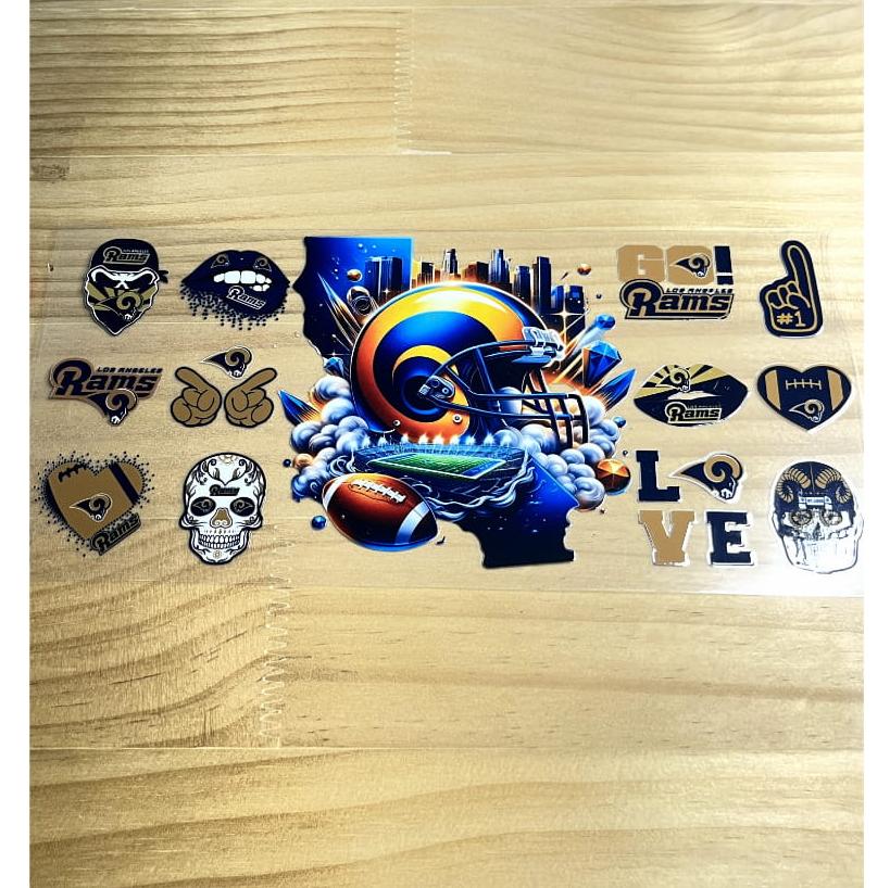 16oz UVDTF Cup Wraps,Football Sport Teams , Rams