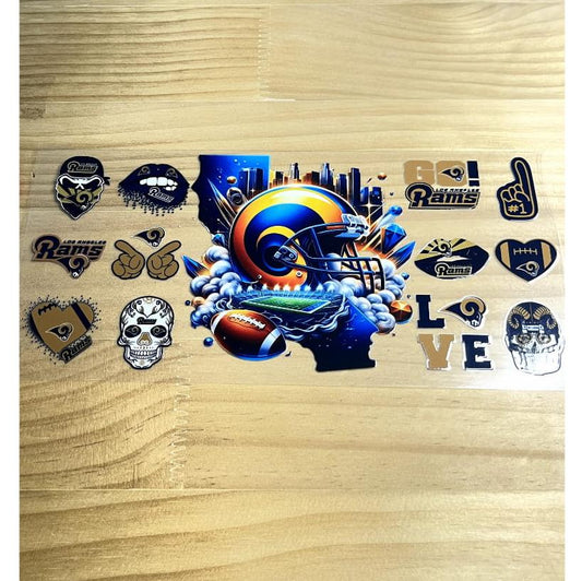 16oz UVDTF Cup Wraps,Football Sport Teams , Rams