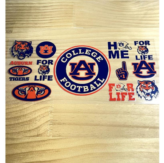 16oz UVDTF Cup Wraps,Colleage Football Sport Teams , The Auburn Tigers ,UA