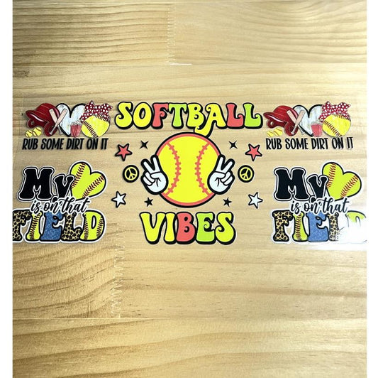 16oz UVDTF Cup Wraps,Sport,Softball Vibes